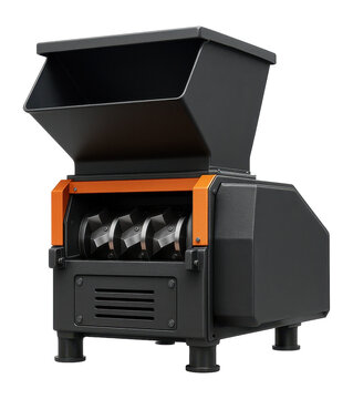 Plastic granulator with a large feed hopper and rotary blades for recycling facilities.