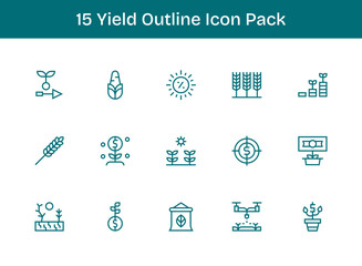 Yield Icon Set - 15 Outline Graphics