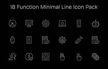 Minimal Line Style Function Icons - 18 Vectors