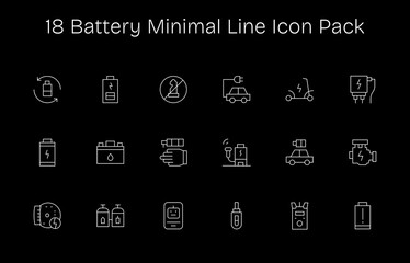 Battery - 18 Minimal Line Vector Illustrations