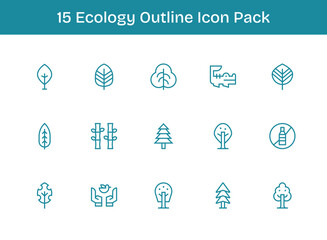 Outline Icons - Ecology Set with 15 Vectors