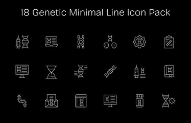 18 Minimal Line Style Icons - Genetic Collection