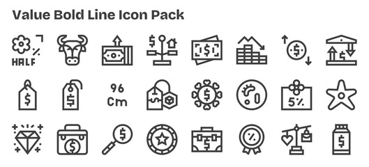 Value - 24 Bold Outline Vector Illustrations