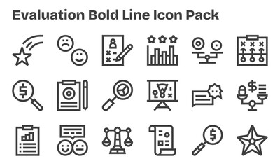 18 Evaluation Icons in Bold Line Aesthetic