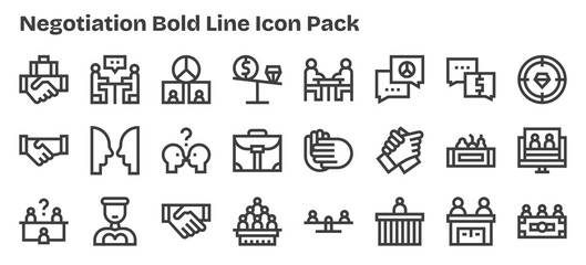 Negotiation - 24 Icons in Bold Outline Design