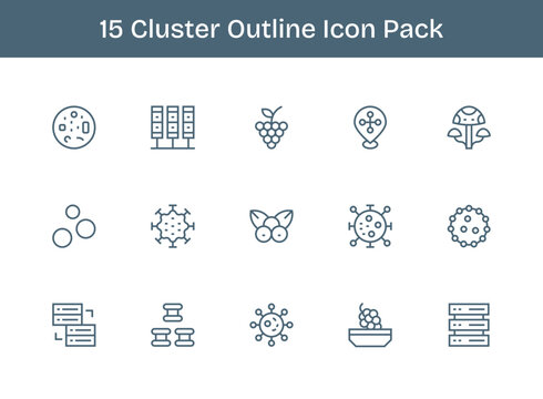 Cluster Icon Set - 15 Outline Graphics