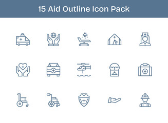 Aid Icon Collection - 15 Outline Designs