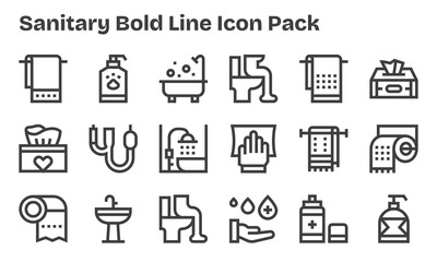 Sanitary - 18 Icons in Bold Line Design
