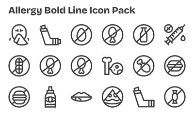 Fototapeta premium 18 Bold Line Icons - Allergy Graphics