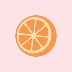 Orange slice illustration with simple and bright look, suitable for food, drink, health and modern decoration themes.