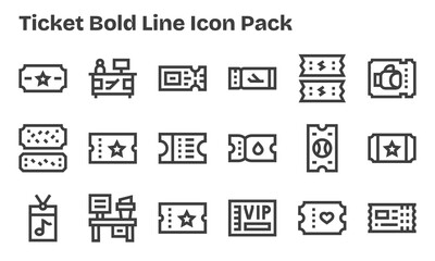 Ticket Visual Pack - 18 Bold Line Icons