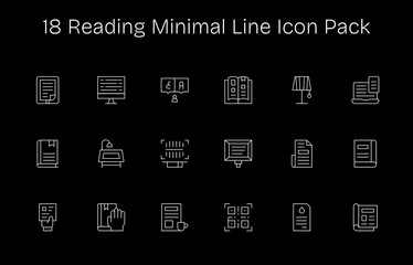 Fototapeta premium Reading Visual Pack - 18 Minimal Line Icons