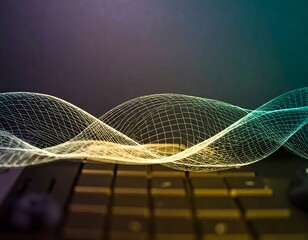 Abstract wave pattern over a keyboard