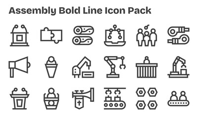 Assembly Vector Set - 18 Bold Line Icons