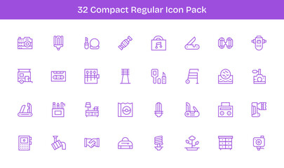 Compact Design Icons - 32 in Regular Line Style