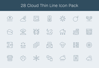 28 Thin Line Icons - Cloud Graphics
