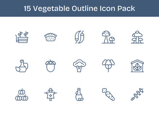 15 Outline Designs - Vegetable Vector Icons