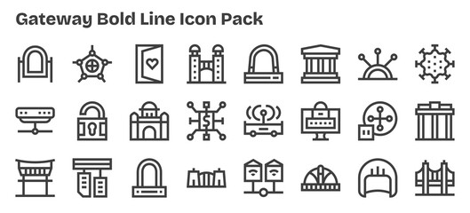 Gateway Icon Collection - 24 Bold Outline Designs