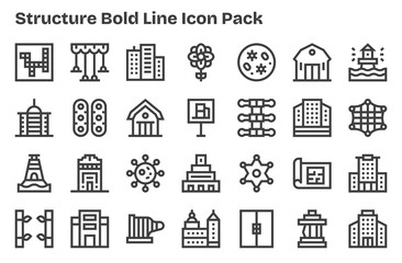 28 Structure Icons in Extra Bold Line Aesthetic