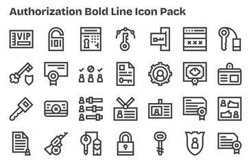 Authorization - 28 Extra Bold Line Vector Illustrations