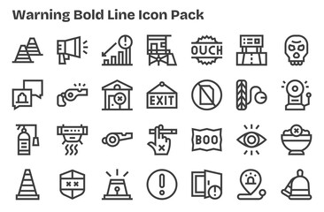Warning - 28 Extra Bold Line Vector Illustrations