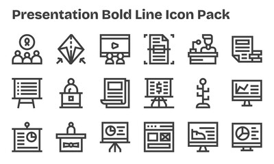 Fototapeta premium 18 Icons for Presentation in Bold Line Format