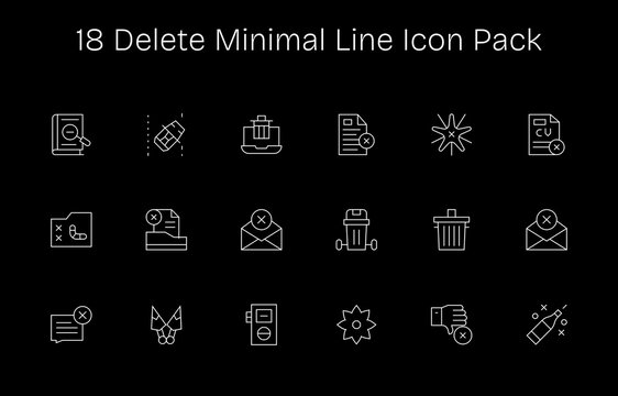 18 Minimal Line Icons - Delete Graphics