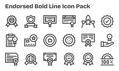 Bold Line Icons - Endorsed Set with 18 Vectors