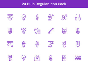 Bulb - 24 Icons in Regular Outline Design