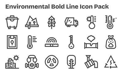 Fototapeta premium 18 Bold Line Vectors for Environmental Theme