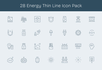 Energy Design Icons - 28 in Thin Line Style