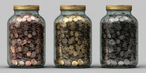 Saving Money: Glass Jars of Coins