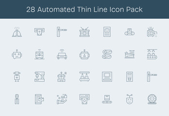 28 Automated Icons in Thin Line Aesthetic