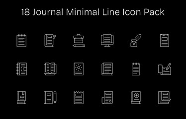 Fototapeta premium Journal Design Icons - 18 in Minimal Line Style