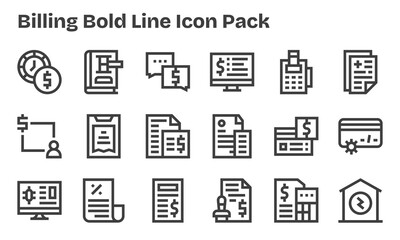 18 Bold Line Vectors for Billing Theme