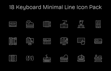 Keyboard - 18 Icons in Minimal Line Design