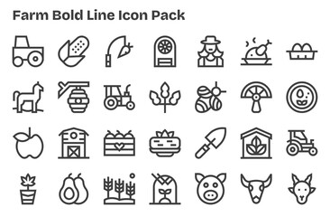 28 Farm Icons in Extra Bold Line Aesthetic