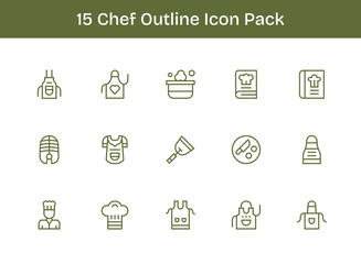 15 Icons for Chef in Outline Format