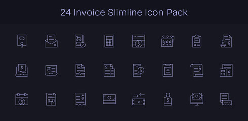 Fototapeta premium Slim Line Style Invoice Icons - 24 Vectors