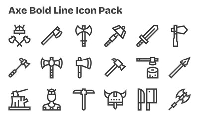 Axe - 18 Icons in Bold Line Design