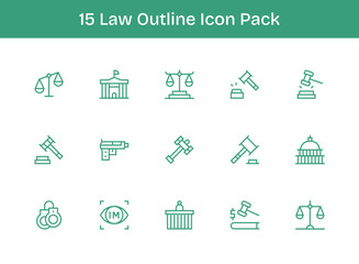 15 Law Icons in Outline Aesthetic