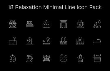 18 Minimal Line Style Icons - Relaxation Collection
