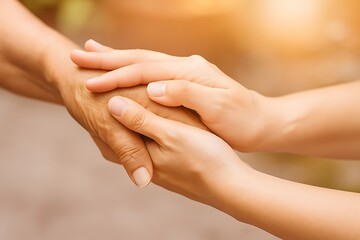 Naklejka premium Hands Holding – Care, Support, Compassion, and Trust Concept - International Day of Charity