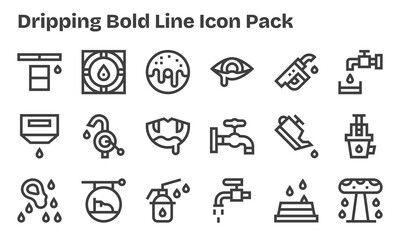 Fototapeta premium Dripping Icon Collection - 18 Bold Line Designs