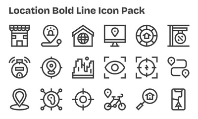 Location Design Icons - 18 in Bold Line Style