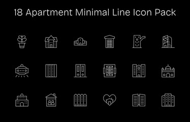 Apartment Icon Set - 18 Minimal Line Graphics