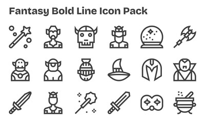 Bold Line Icons - Fantasy Set with 18 Vectors