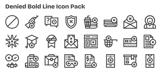 Denied - 24 Icons in Bold Outline Design