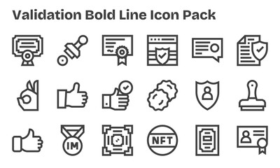 Bold Line Icons - Validation Set with 18 Vectors