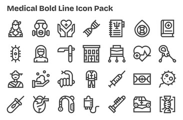 28 Extra Bold Line Style Icons - Medical Collection